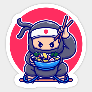 Cute Ninja Eating Ramen Sticker